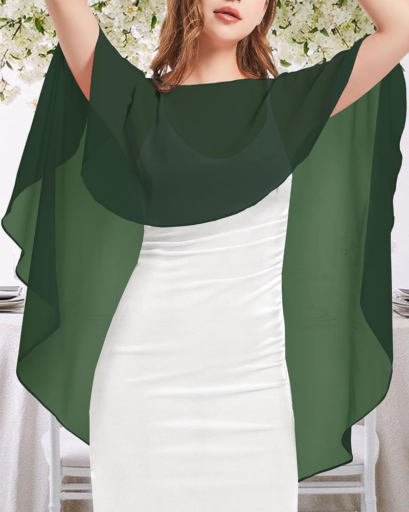 CHICGAL Womens Capelets Shawls and Wraps for Evening Dress Chiffon Capes Wedding Cover Up - Image 2